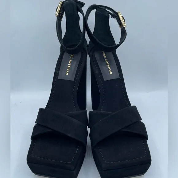 New  Good American Suede Platform Sandals Size 10 - Picture 10 of 17